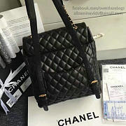 Chanel Quilted Lambskin Backpack Black Gold Hardware Medium BagsAll - 6