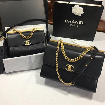 Chanel original single double c flip bag black large 28cm