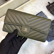 Bagsall Chanel Long imported deer grain leather v-grain road wallet 80758 green - 1