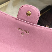 Bagsall Chanel Long imported deer grain leather v-grain road wallet 80758 Cherry powder - 5