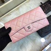 Chanel classic cf long lychee purse 10.5 powder - 1