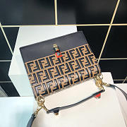 Fendi KAN I handbag medium 25 Flip leather handbag 283M105 Khaki - 6