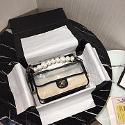 Chanel transparent PVC pearl sandbag black 25cm - 1