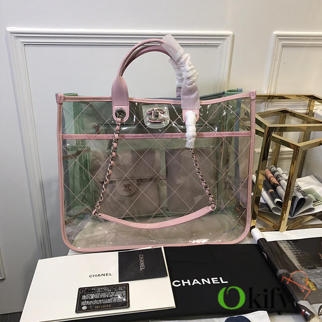 Chanel Spring and summer explosions PVC lambskin color transparent Pink 39cm - 1