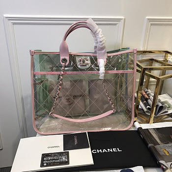 Chanel Spring and summer explosions PVC lambskin color transparent Pink 39cm