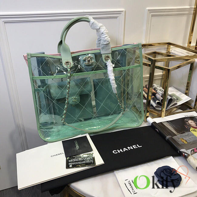 Chanel Spring and summer explosions PVC lambskin color transparent Green - 1