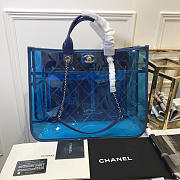 Chanel Spring and summer explosions PVC lambskin color transparent Blue 39cm - 5