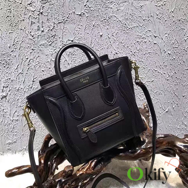 BagsAll Celine Nano Luggage Shoulder Bag In black Smooth Calfskin 1008 20cm  - 1