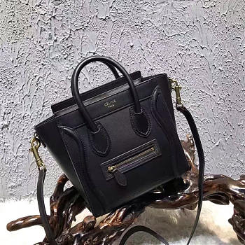 BagsAll Celine Nano Luggage Shoulder Bag In black Smooth Calfskin 1008 20cm 