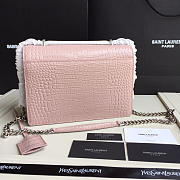 YSL small 22 crocodile silver chain front flap handbag pink - 4