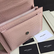 YSL small 22 crocodile silver chain front flap handbag pink - 5