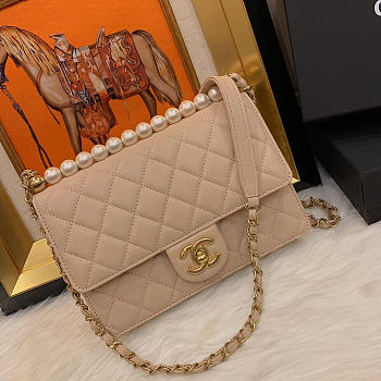 Chanel classic rhomboid cover bag beige AS0585 21cm 