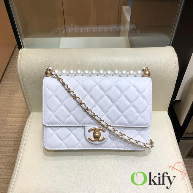 Chanel classic rhomboid cover bag white AS0585 21cm - 1