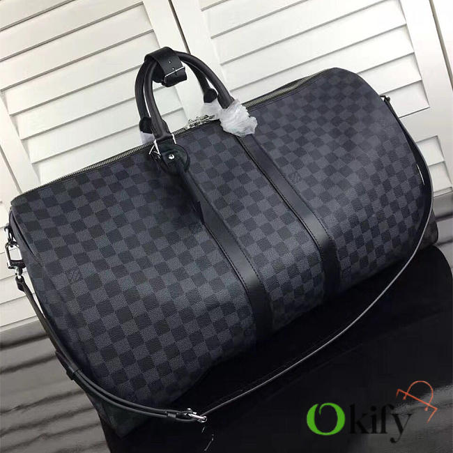   Louis Vuitton KEEPALL BagsAll 55 Damier Graphite Canvas BLACK 3623 - 1