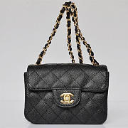 CC Caviar Leather Flap Bag With Gold Hardware Black 17.5cm - 1
