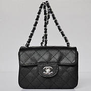 CC Caviar Leather Flap Bag With Silver Hardware Black 17.5cm - 1