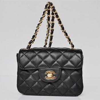 CHANEL Lambskin Leather Flap Bag With Gold Hardware Black 17.5cm
