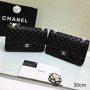 Chanel Jumbo Classic Flap Black Lambskin Silver/Gold 30cm - 1