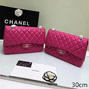 Chanel Jumbo Classic Flap Hot Pink Lambskin Silver/Gold 30cm - 1