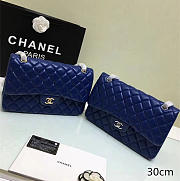 Chanel Jumbo Classic Flap Blue Lambskin Silver/Gold 30cm - 1
