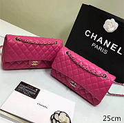 Chanel Medium Classic Flap Hot Pink Lambskin Silver/Gold 25cm - 1