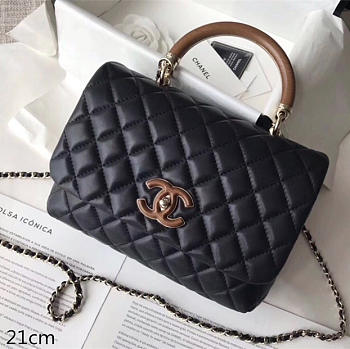 Chanel Flap Bag With Top Handle Black 21cm