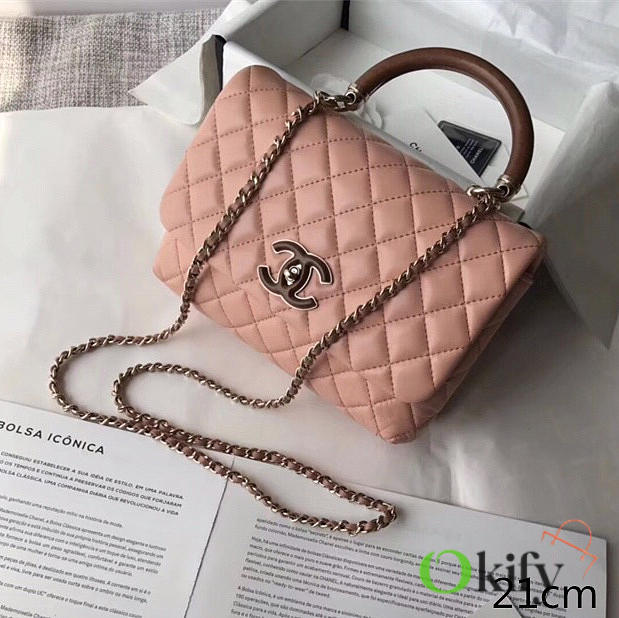 Chanel Flap Bag With Top Handle Pink 21cm - 1
