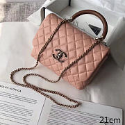 Chanel Flap Bag With Top Handle Pink 21cm - 1