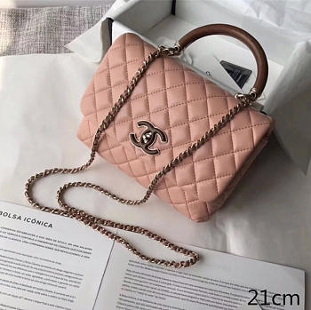 Chanel Flap Bag With Top Handle Pink 21cm