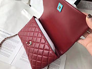 Chanel Flap Bag With Top Handle Wine Red 21cm - 6