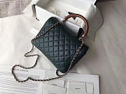 Chanel Flap Bag With Top Handle Dark Green 21cm - 5