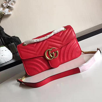 Gucci GG Marmont 26 Matelassé Leather Red ‎443497