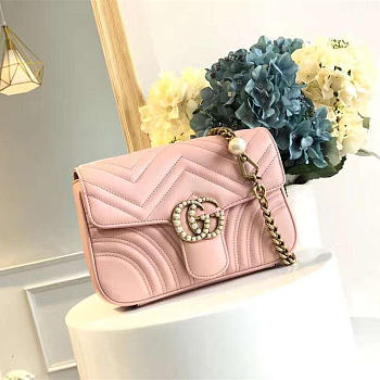 Gucci GG Marmont 21.5 Pink Matelassé Pearl Bag 2638