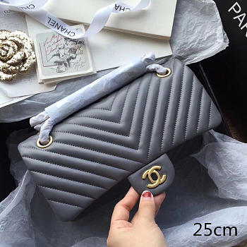 Chanel Classic Handbag Grey 25cm