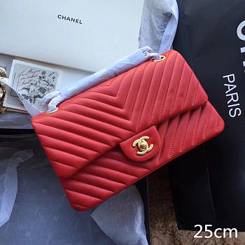 Chanel Classic Handbag Red 25cm