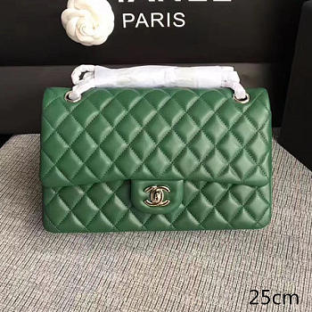 Chanel Lambskin Classic handbag Green A01112 VS04940 25cm