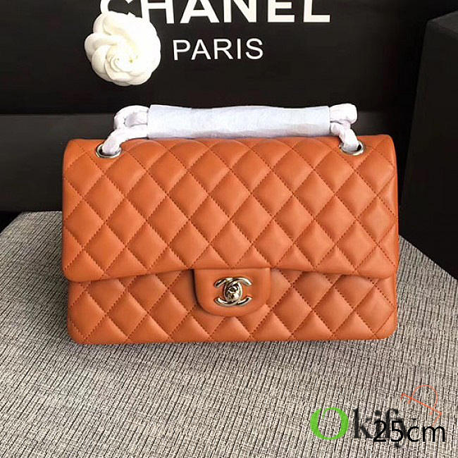 Chanel Lambskin Classic handbag Orange A01112 VS04951 25cm - 1