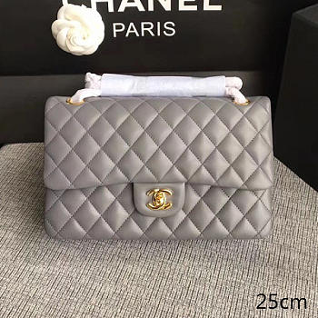 Chanel Lambskin Classic Flap Bag Grey A01112 25cm