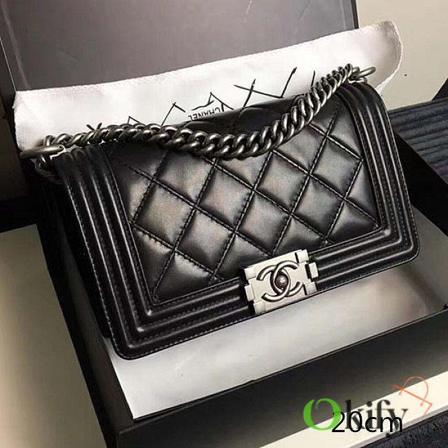 Chanel Quilted Calfskin Le Boy 20 Black Silver VS02171 - 1