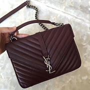 YSL Quilted Monogram College 24 Wine Red 5083 - 1