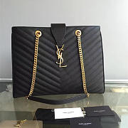 YSL Classic Shopper Grained Calfskin 35 Gold Black BagsAll  - 1