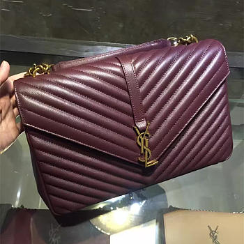 YSL Quilted Monogram College 32 Wine Red 5094