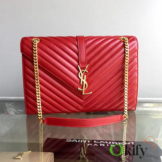 YSL Quilted Monogram College 32 Red 5087 - 1