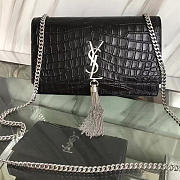 YSL Monogram Kate Sliver Tassel In Embossed Cocodile Shiny Leather BagsAll 5033 - 1