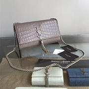 YSL Monogram Kate Silver Tassel In Embossed Crocodile Shiny Leather bagsAll 5038 - 1