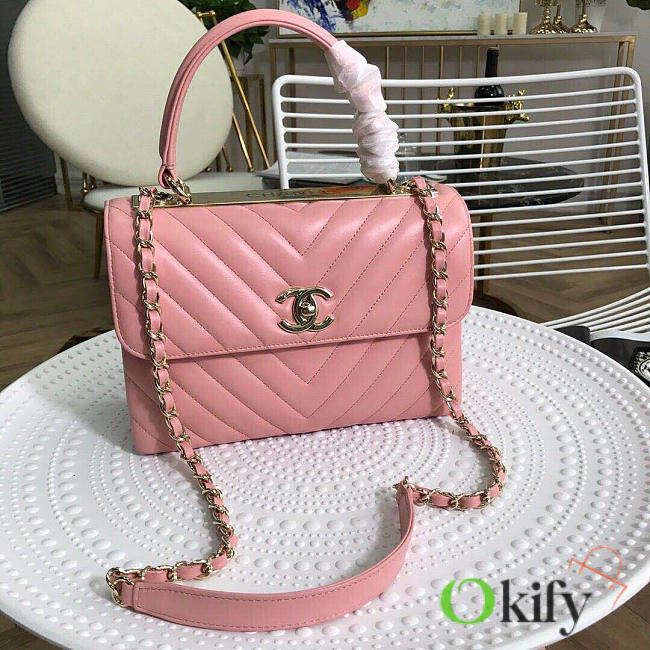 Chanel new rhombic chain bag pink - 1