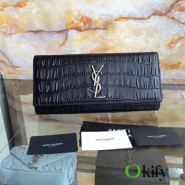 YSL MONOGRAM KATE Clutch IN EMBOSSED CROCODILE SHINY LEATHER BagsAll 4963 - 1
