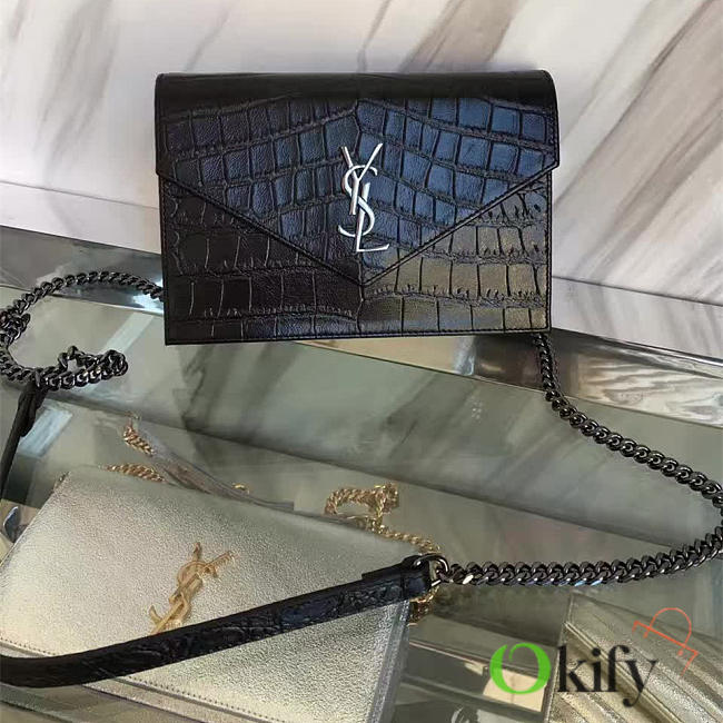 YSL Monogram Kate Crocodile Embossed Shiny Leather BagsAll 5029 - 1