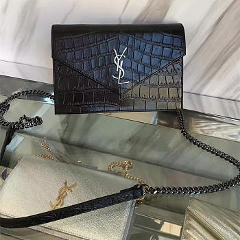 YSL Monogram Kate Crocodile Embossed Shiny Leather BagsAll 5029