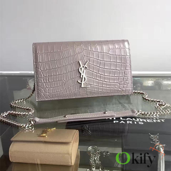 YSL Monogram Kate In Shiny Crocodile-Embossed Leather BagsAll 5036 - 1
